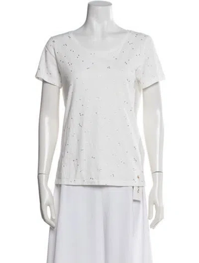 Pre-owned Des Petits Hauts Printed Scoop Neck T-shirt In White