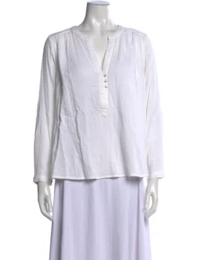 Pre-owned Des Petits Hauts V-neck Long Sleeve Blouse In White