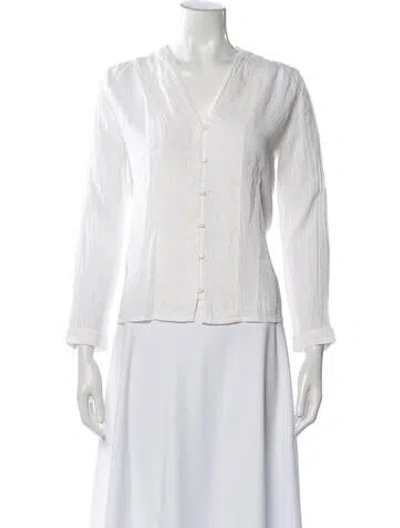 Pre-owned Des Petits Hauts V-neck Long Sleeve Blouse In White