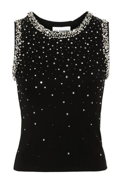 Des Phemmes Crystal Degrade Tank Top In Black