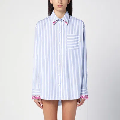 DES PHEMMES BLUE/WHITE STRIPED OXFORD SHIRT