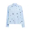 Des_phemmes Light Blue Shirt With Classic Collar And Embellishments On The Front In Pastel Blue