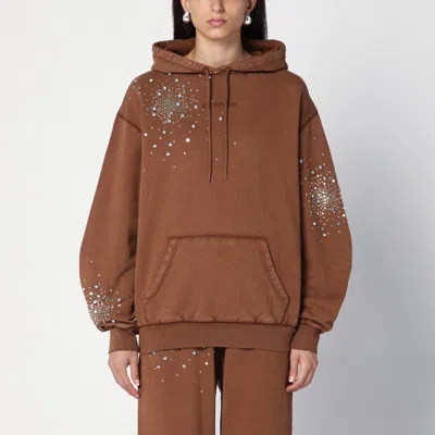 Des_phemmes Brown Cotton Sweatshirt With Crystals