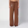 Des_phemmes Brown Cotton Trousers With Crystals In Brown