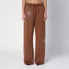 Des_phemmes Brown Cotton Trousers With Crystals In Brown