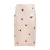 Des_phemmes Cherries Embroidery Sequinned Skirt In Nude