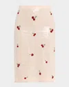 Des_phemmes Cherries Embroidery Sequinned Skirt In Nude