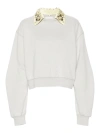 Des_phemmes Embellished Cotton Jersey Sweatshirt In Grey