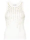 Des_phemmes Embellished Ribbed Jersey Tank Top In White