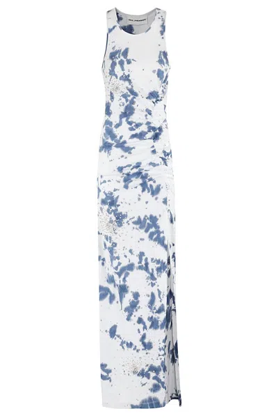 DES_PHEMMES COTTON RIB TIE DYE EMBROIDRED DRESS
