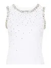 Des_phemmes Geripptes Tanktop Mit Schmucksteinen In Blanco