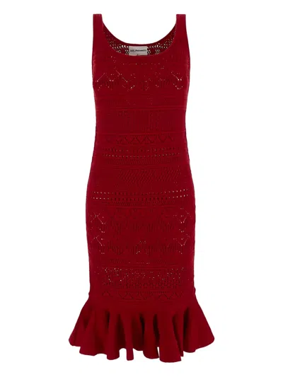 Des Phemmes Crochet-knit Dress In Red