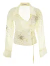 Des_phemmes Crystal-embellished Blouse In Yellow