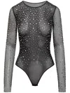 Des_phemmes Crystal-embellished Bodysuit In Black