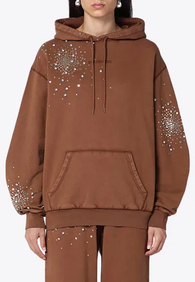 DES PHEMMES CRYSTAL EMBELLISHED HOODED SWEATSHIRT