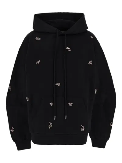 Des Phemmes Crystal-embellished Hoodie In Black