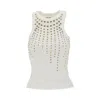 Des_phemmes Embellished Ribbed Jersey Tank Top In White