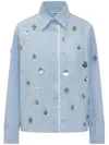 Des_phemmes Light Blue Shirt With Classic Collar And Embellishments On The Front In Blue