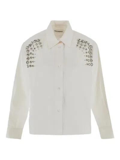 Des Phemmes Crystal-embellished Shirt In White
