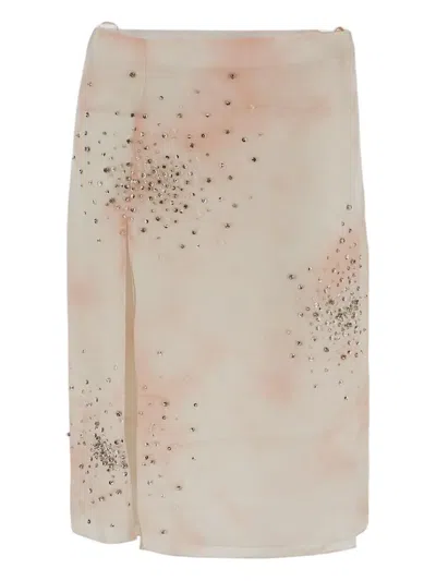 Des Phemmes Crystal-embellished Skirt In White