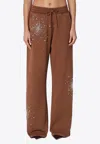Des_phemmes Brown Cotton Trousers With Crystals In Brown