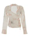 Des_phemmes Crystal Tie Dye Shirt Long Wrap In Multi