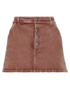 Des_phemmes Woman Denim Skirt Brown Size 4 Cotton, Elastane