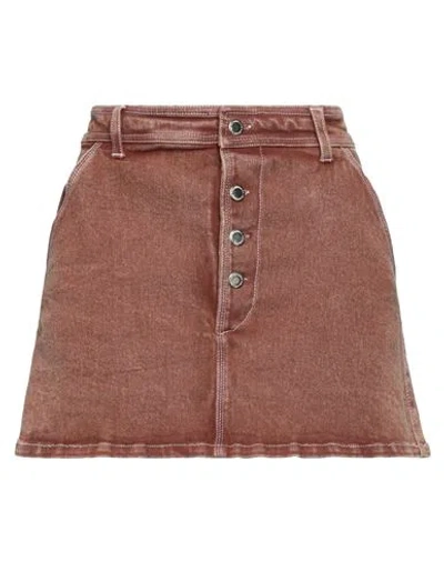 Des_phemmes Woman Denim Skirt Brown Size 4 Cotton, Elastane In Brown