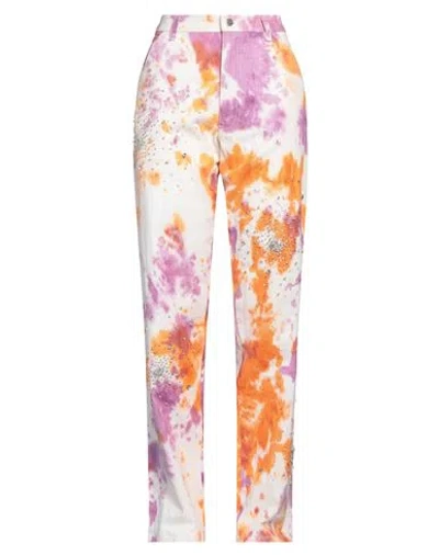 Des_phemmes Woman Jeans Orange Size 6 Cotton