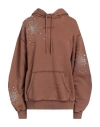 Des Phemmes Brown Cotton Sweatshirt With Crystals In Brown