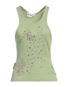 Des_phemmes Woman Tank Top Light Green Size 4 Cotton, Elastane In Green