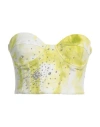 Des_phemmes Des Phemmes Tie Dye Embroidered Denim Bustier With Sweetheart Neckline In Green
