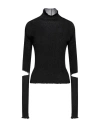 Des_phemmes Woman Turtleneck Black Size 6 Viscose, Polyester, Metallic Polyester