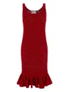 Des Phemmes Crochet-knit Dress In Red