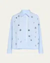 Des_phemmes Light Blue Shirt With Classic Collar And Embellishments On The Front In Pastel Blue
