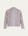 Des_phemmes Embellished Long-sleeve Shirt In Coffee/blue/white
