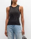 Des_phemmes Embellished Ribbed Jersey Tank Top In Black