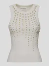 Des_phemmes Embellished Ribbed Jersey Tank Top In White