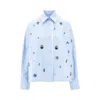 Des_phemmes Light Blue Shirt With Classic Collar And Embellishments On The Front In Blue