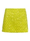 Des_phemmes Green Mini Skirt With Crystal All Over In Organza Woman In Yellow