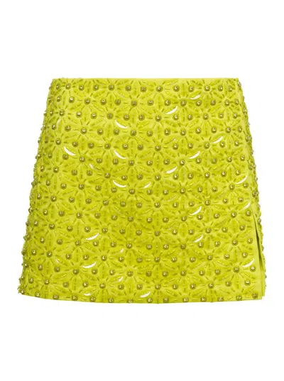 Des Phemmes Embroidery Mini Skirt In Yellow