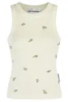 Des Phemmes Fitted Ribbed Tank Top With Rhinestone Embellishments