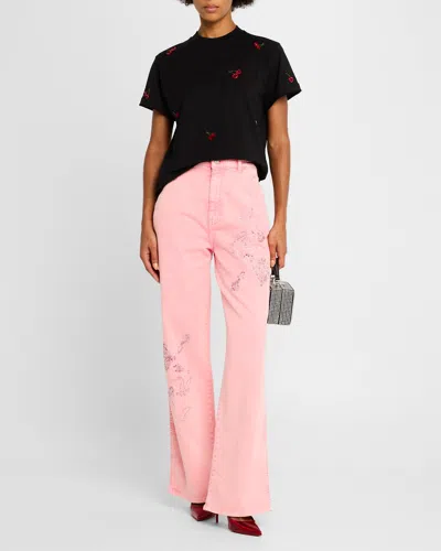 Des Phemmes Floral Crystal High-rise Jeans In Bubble
