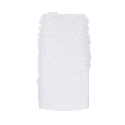 Des Phemmes Floral-embroidered Midi Skirt In White