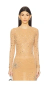 Des_phemmes Full Crystal Bodysuit In 裸色