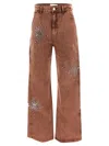 Des_phemmes Brown Cotton Trousers With Crystals In Brown