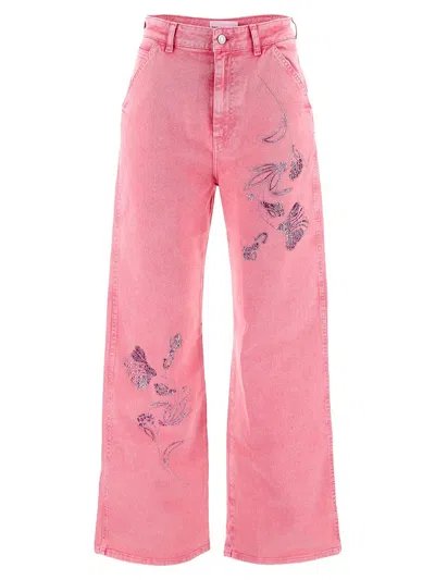 Des Phemmes Cargo Straight-leg Jeans In Pink