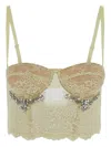 Des Phemmes Lace Bustier Top In Yellow