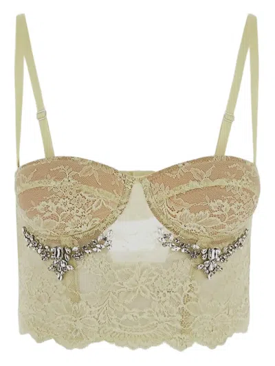 Des Phemmes Lace Bustier Top In Yellow