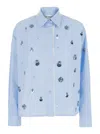 Des_phemmes Light Blue Shirt With Classic Collar And Embellishments On The Front In Light Blue